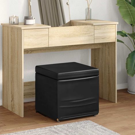 vidaXL Pouf Nero Pelle Sintetica e Legno Ingegnerizzato