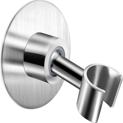 Support réglable pour pommeau de douche, acier inoxydable rotatif, autocollant sans perçage, argenté, salle de bain (1/5)