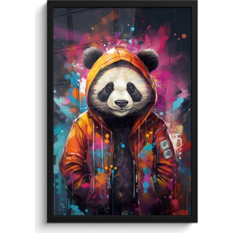 AFFICHE ENCADRÉE Panda - Veste - Graffiti - Orange Cadre Décoration Murale 40x60 (1/5)