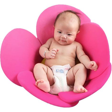 KAKIBLIN Babybadekissen mit Blumenmuster, bequemes Badekissen für Babys von 0 bis 6 Monaten (rot)