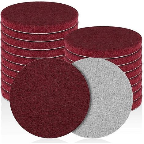 Ensemble de tampons à récurer de 12,7 cm (5 pouces) avec fermeture auto-agrippante, grain 400, tampons de ponçage en nylon, disques de nettoyage et de ponçage multi-usages pour métaux de cuisine - JBM (1/4)