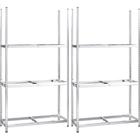 3-Layer Tire Racks 2 pcs Silver 110x40x200 cm Steel vidaXL