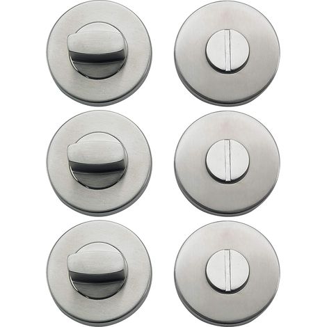 Rosaces de Porte Inox - Lot de 3 Paires - Acier Inoxydable - Fonction Condamnation - Salle de Bain et WC - Diamètre 52 mm