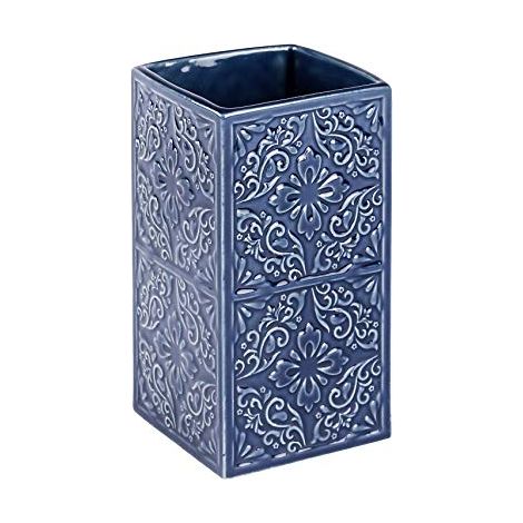 Wenko Bicchiere portaspazzolini Cordoba blu ceramica, Ceramica, 6.5 x 12 x 6.5 cm, Blu