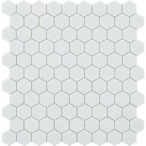 Mosaïque pâte de verre NORDIC - Hexagone Blanc Mat - boîte de 0.87 m2 - Hexagone Blanc Mat - boîte de 0.87 m2