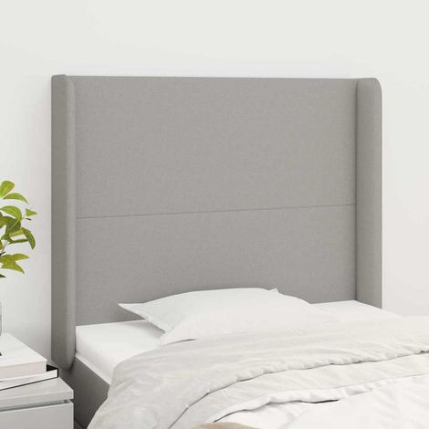 vidaXL Tête de lit avec oreilles Gris clair 103x16x118/128 cm Tissu (1/5)