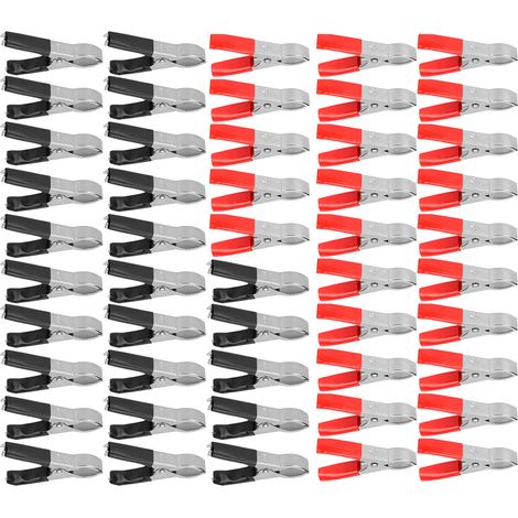 50 pièces Pinces de Batterie Rouge et Noir 30A en Acier avec Isolation PVC 300W pour Véhicules, Camping-Cars et Bateaux (1/5)