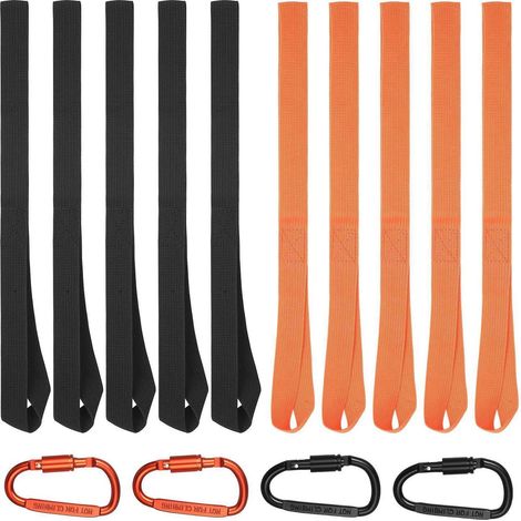 10x anneaux d'arrimage 25x40cm avec mousquetons à vis pour voiture, camping, moto