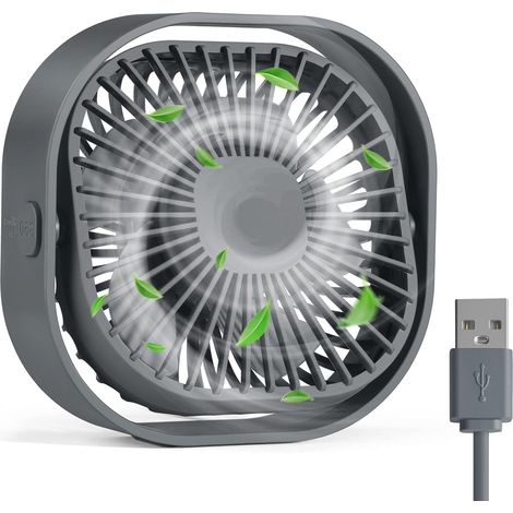 Petit ventilateur de bureau USB, ventilateur de table portable à 3 vitesses, mini ventilateur personnel de 10 cm, petit ventilateur de refroidissement avec prise USB, ventilateur de bureau rotatif à 3 (1/5)