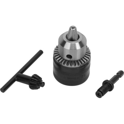 Mandrin de perçage 1.5-13mm, kit outil avec tige filetée 3/8-24UNF, extension hexagonale 1/4, foret à main, matériel de bricolage, usage professionnel. (1/5)