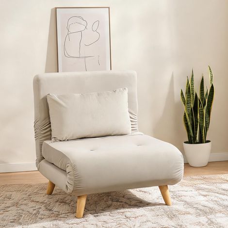 Canapé convertible beige en velours Polyester 78 x 72 x 79 cm (1/5)
