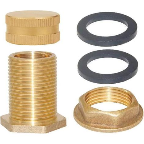 Kit de raccord de réservoir d'eau en laiton, traversée de paroi 1/2 femelle vers 3/4 mâle GHT, joint étanche (1/2)
