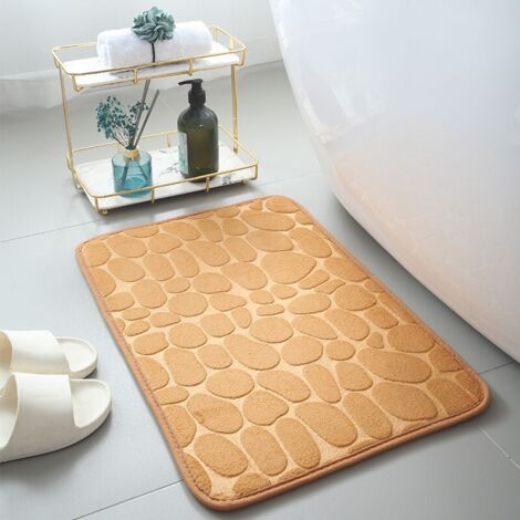 Tapis de bain absorbant et antidérapant paillasson en velours doux, le sol de la salle de bain sèche plus facilement 40×60cm (1/2)