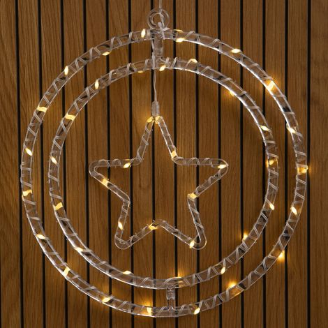 34cm Light Up Star Rings Christmas Decoration with 45 Warm White LEDs (1/5)