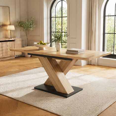 Ausziehbarer Esstisch 119-158,5 x 80 x 75 cm aus MDF in Naturholzoptik HAVRYA