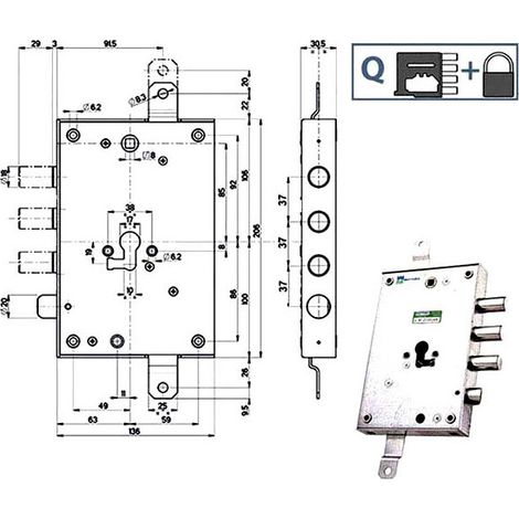 Serrure Sic.Triplice Sx Int 37 85571 Mottura