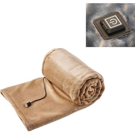 Couverture chauffante style écharpe, alimentée par USB, sans fil, lavable en machine, 3 niveaux de température, beige - 80 x 100 cm (1/4)