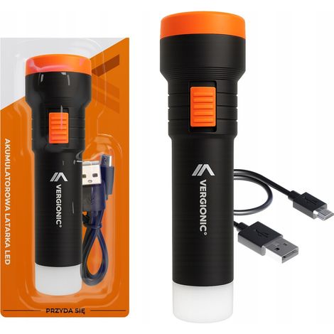 Torcia ricaricabile con 2 LED e porta MiniUSB (1/4)