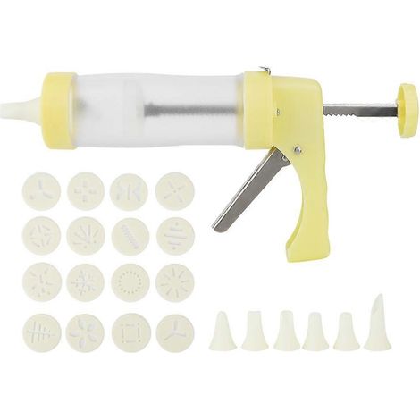 Machine à biscuits avec 16 moules à presser, ensemble de douilles pour la décoration de gâteaux et pâtisseries. (1/4)