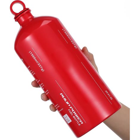 Bouteille de Carburant Rouge 1,5l Facile à Transporter en Alliage D'aluminium Bouchon Étanche et Design D'anneau pour Moto et Urgences (1/5)