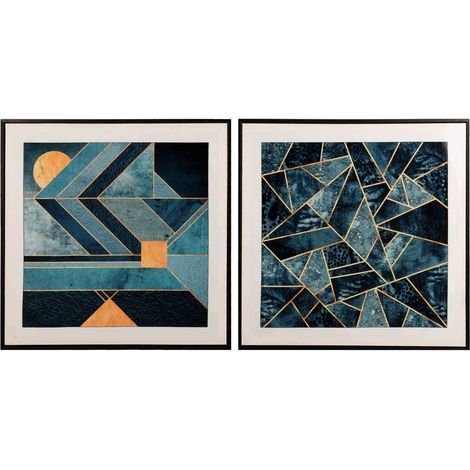 2er-Set abstrakte Gemälde 60x2,8x60 cm (1/5)
