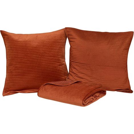 Dessus de Lit & 2 Taies "Lilou" 240x260cm Terracotta (1/5)