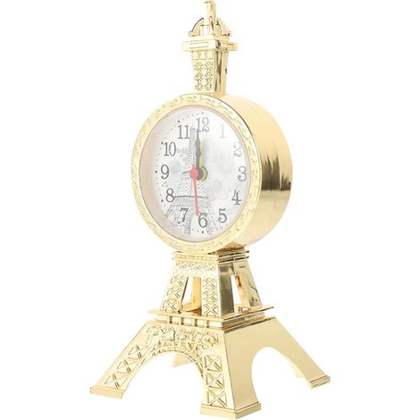 Horloge Vintage Tour Eiffel en Plastique Doré, Réveil de Bureau Élégant Design Simple et Chic, pour Chambre à Coucher ou Café, Décoration de Table Raffinée Style Aléatoire (1/5)