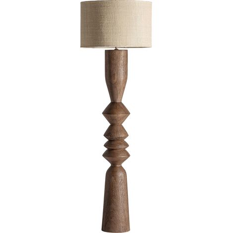 Lampe haute en bois de manguier marron finition vieillie - Marron bois vieilli naturel (1/5)