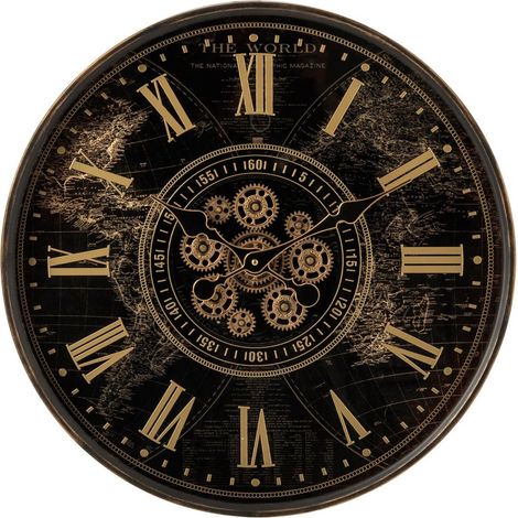 Horloge Murale Ronde en Métal "Gaspar" 60cm Noir (1/3)