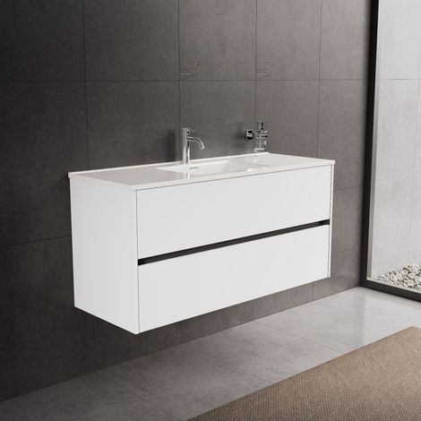 Inda - Meuble de salle de bain 2 tiroirs L.120 avec vasque (1/5)