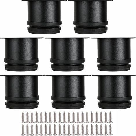 Lot de 8 Pieds Réglables Meubles Noir, Ø 50 mm/Hauteur 50 mm Pieds de Canapé en Métal Acier Inoxydable, Pied de Table Basse pour Meubles TV Armoires Lits Postes de Travail, avec 32 Vis (1/5)