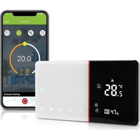 Smart Thermostat for Gas Boiler with Color Gradient Touch Screen Compatible Google Home Support Voice Remote Control (1/5)