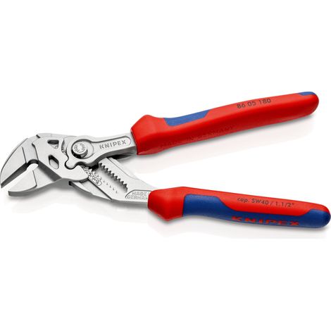 KNIPEX 86 05 180 Pinza chiave pinza e chiave in un unico utensile con manici multicomponente cromata 180 mm