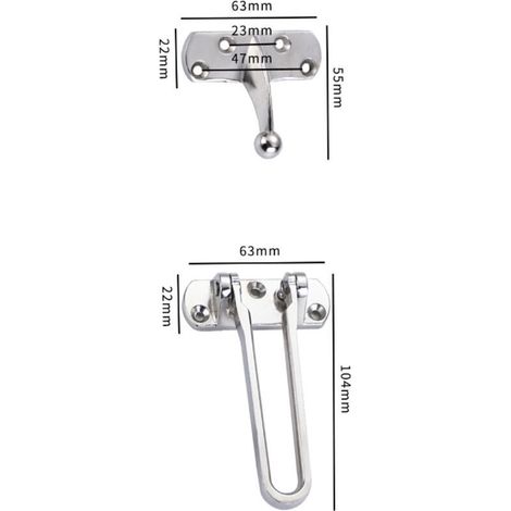 ALLIANDISLoquet de serrure de porte à barre pivotante, loquet de sécurité de porte pour la sécurité, fermoir de protection de loquet de porte renforcé (paquet de 2) (1/3)