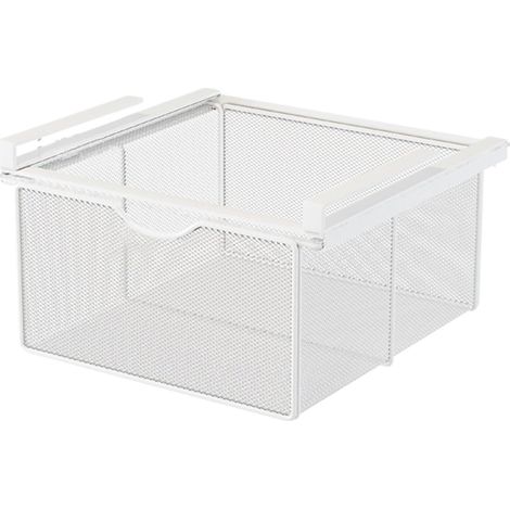 Ausziehbarer Aufbewahrungskorb unter dem Regal, 37 x 22 x 16 cm, weißer Kohlenstoffstahl, XL (1/5)