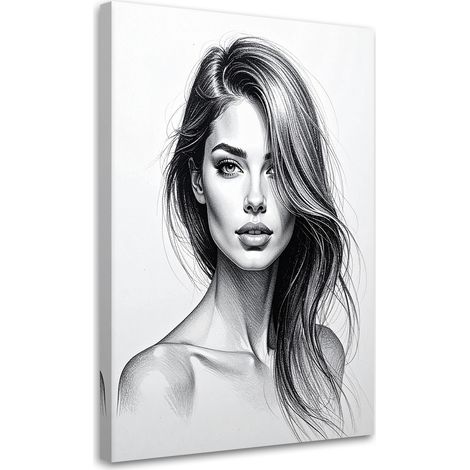 Stampe su Tela, Schizzo di un ritratto di donna - 60x90 (1/2)