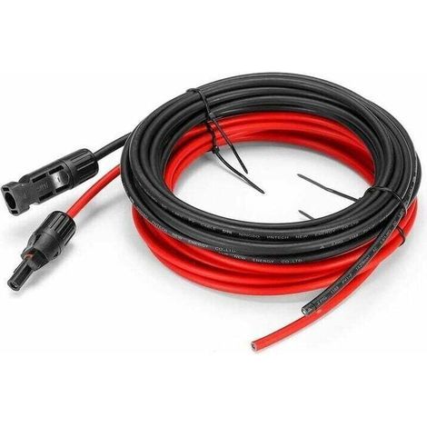 5 mètres 12 AWG Cable d'extension pour panneau solaire avec connecteurs MC4 femelle et male Kit d’adaptateur (5m Rouge + 5m Noir) (1/4)