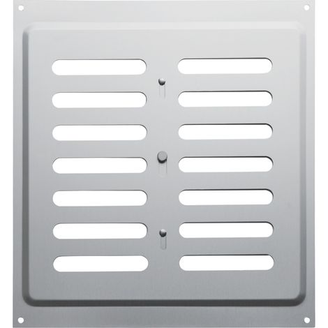 SOTECH Lüftungsgitter Belüftungsgitter verschließbar zum Aufschrauben mit Schiebeverschluss Edelstahl SS304 (260 x 240 mm, Schlitzlochung oval)