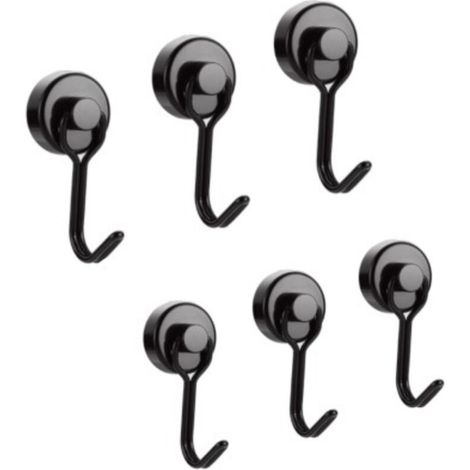 Crochet Aimanté Puissant 14 kg Crochet Magnetique Frigo Noir Néodyme Pivotants Aimant Crochet Magnétique Crochets Aimantés Magnétiques pour Cuisine Torchon Tableau 6pcs (1/4)