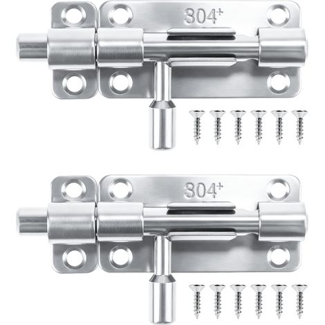 Lot de 2 verrous de porte en acier inoxydable - Noir - Verrou coulissant pour portail, fenêtre, clôture (1/5)