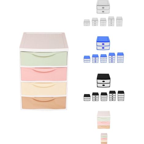 JARDIN202 - Cajonera de sobremesa grande – Torre de Almacenamiento multiusos  4 Cajones - Uñero (Multicolor)