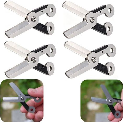 Ciseaux pliables en inox lot de 4 - ciseaux de camping portables avec lame de 7 cm, argent (1/5)
