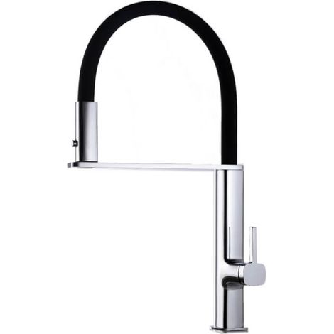 Grifo de cocina monomando de caño extra alto fabricado en latón cromado y negro Menorca de Imex