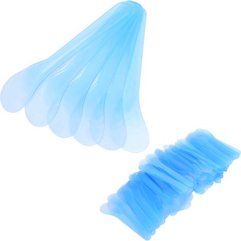 100 Spatules Jetables en Plastique pour Épilation, Maquillage Permanent et Soins de Peau, Bleues (1/5)