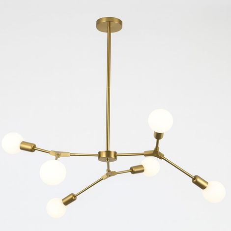 TrAdE Shop Traesio - Lampadario A Sospensione In Bronzo Geometrico Con 6 Bracci Attacco E27 Da Soffitto A45-6 - (1/5)