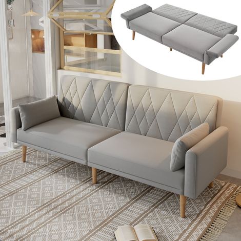 Sofá pequeño, sofá de dos plazas, sofá cama, sofá cama con función de cama, sofá cama de tela de terciopelo, adecuado para sala de estar, dormitorio, cine en casa, habitación de invitados.