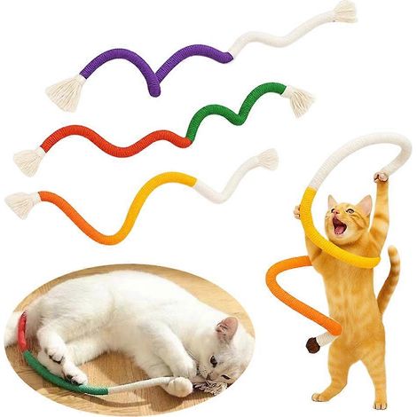 Lot de 3 cordes à mâcher pour chats avec fruit de galle, jouet à mâcher sûr pour le nettoyage des dents des chatons d'intérieur, jouet interactif pour chats (1/5)
