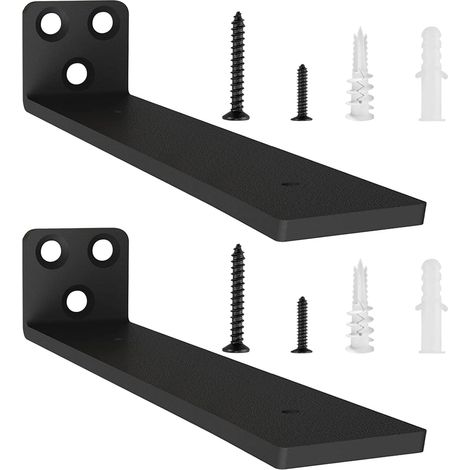 2 Pièces Equerre Etagere Murale 20 cm, Equerre Charge Lourde, Support étagère Murale Pour Étagères Ouvertes de Bricolage (Noir, 20cm) (1/5)