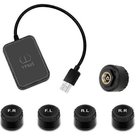 Sistema inalámbrico USB Android TPMS con sensores: sistema de alarma de monitoreo de presión de neumáticos en tiempo real para seguimiento de neumáticos. (1/5)