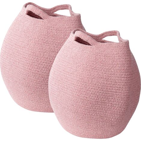 Conjunto de 2 cestas de algodón rosa 30 cm hecho a mano ropa accesorio Panjgur